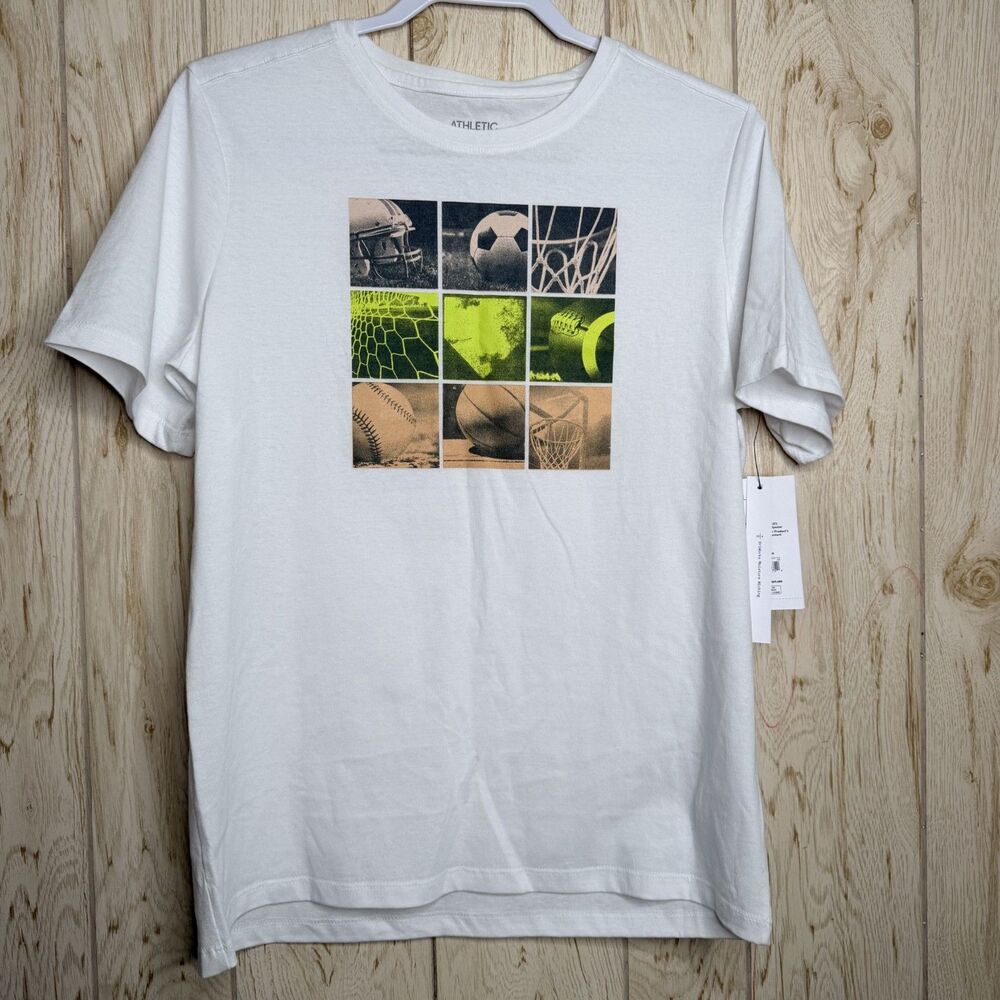 Athletic Works Boys Graphic Short Sleeve T-Shirt White Multisport XXL